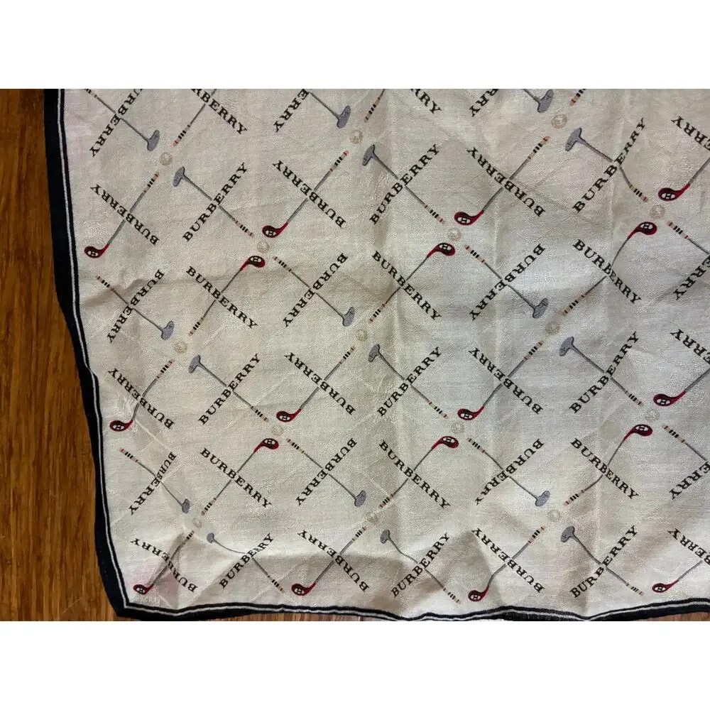 Burberry Handkerchief Pocket Square Scarf Golf Club Pattern 20in - Picture 3 of 8